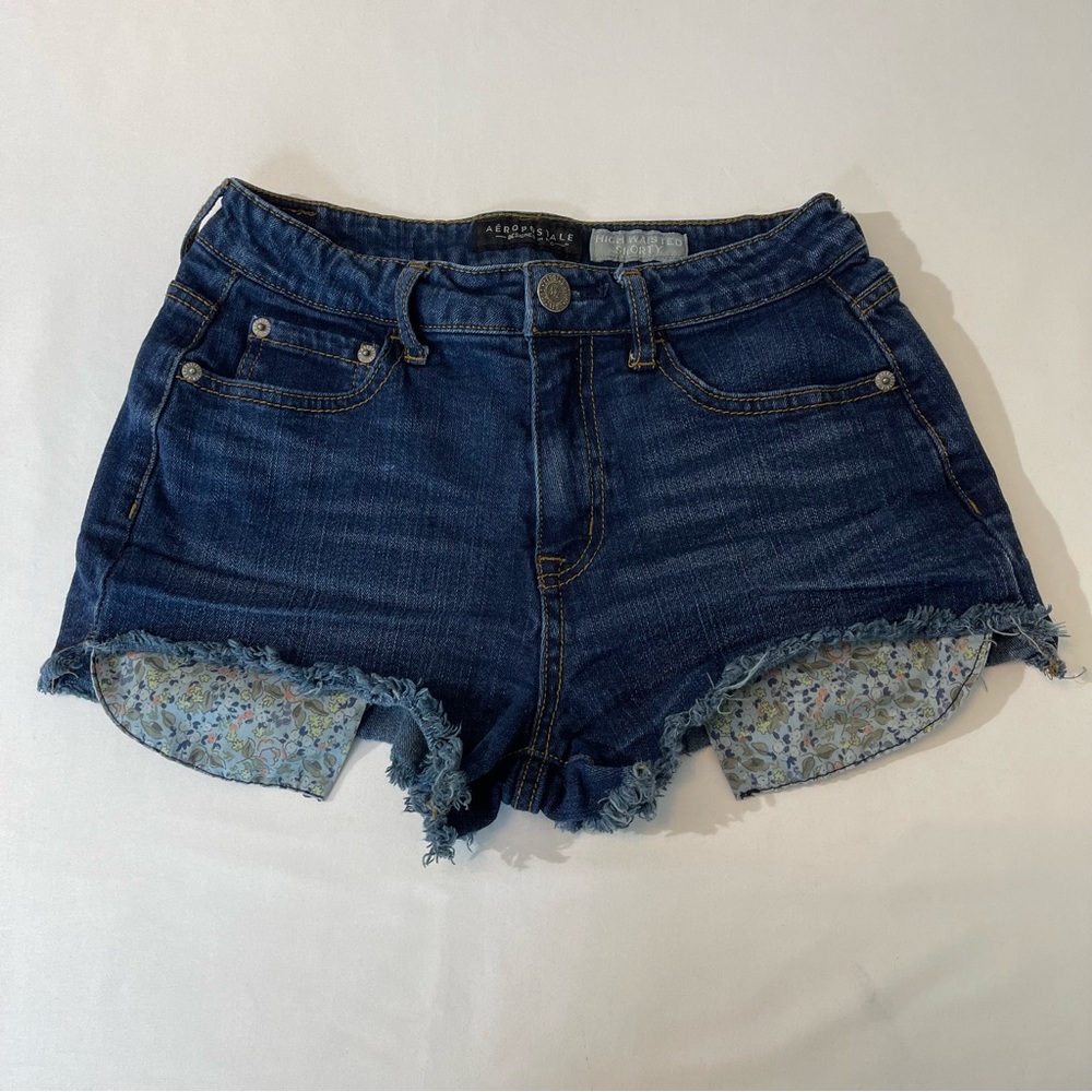 AEROPOSTALE HIGH WAISTED SHORTY DENIM SHORTS WOMENS SZ 6 VERY GOOD COND …
